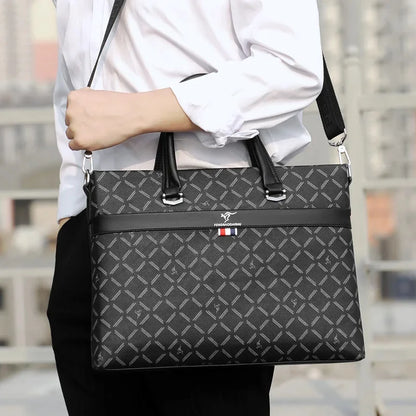 Business Men's Briefcase With Zipper Luxury PU Leather Handbag Large Capacity Shoulder Messenger Fashion Laptop Bag
