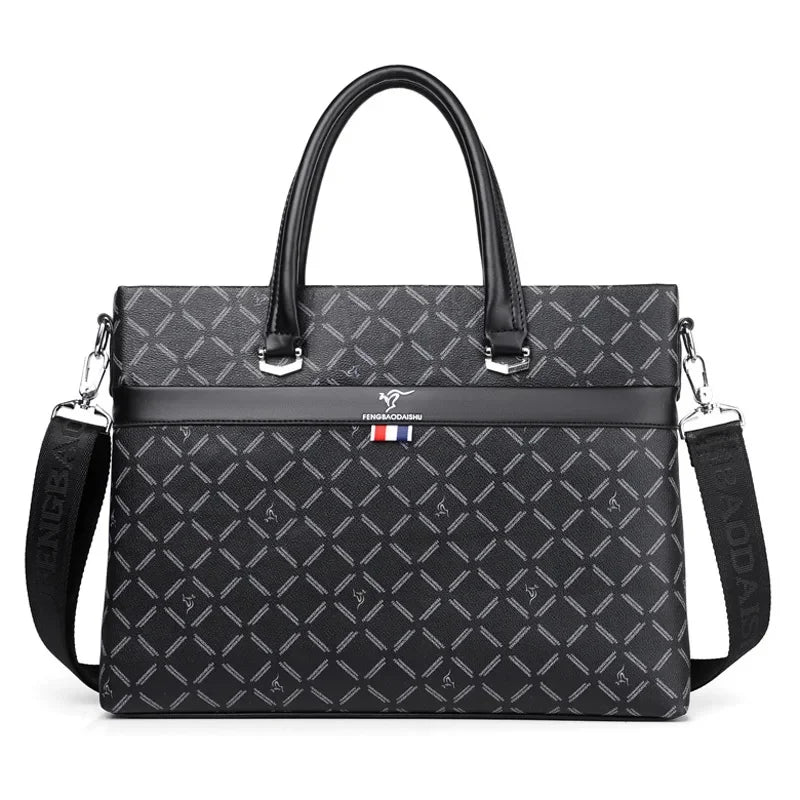 Business Men's Briefcase With Zipper Luxury PU Leather Handbag Large Capacity Shoulder Messenger Fashion Laptop Bag