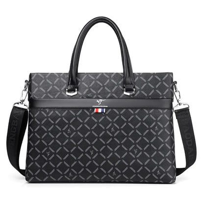 Business Men's Briefcase With Zipper Luxury PU Leather Handbag Large Capacity Shoulder Messenger Fashion Laptop Bag