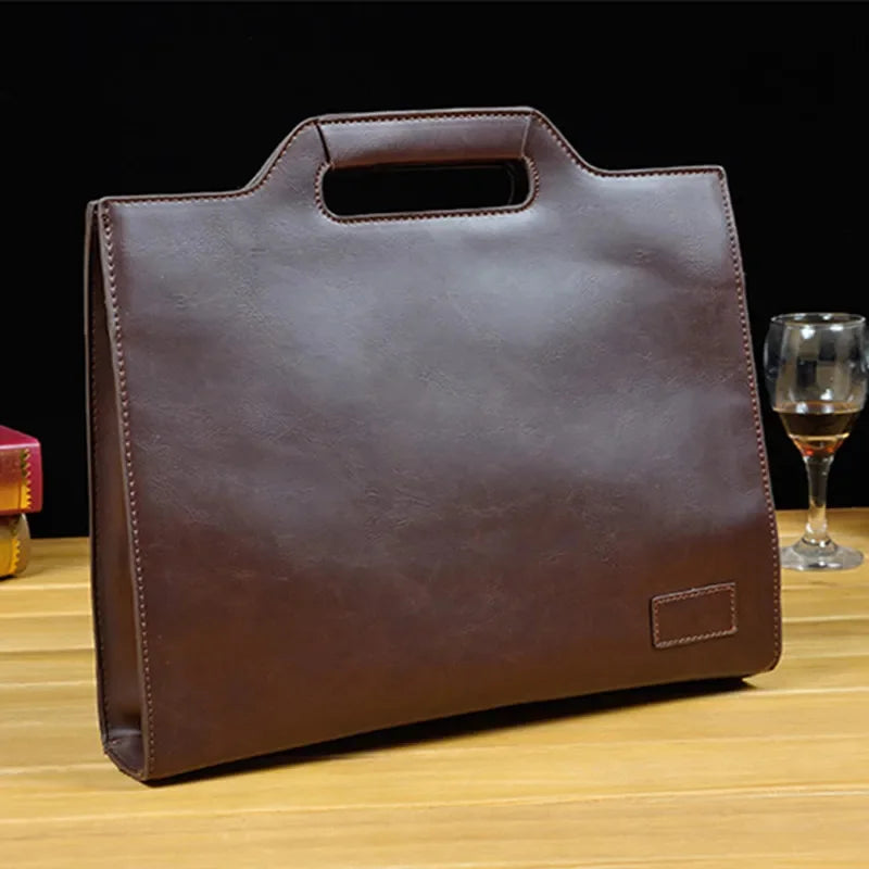 Business PU Leather Briefcases Men Luxury Office Handbag Large Capacity Shoulder Messenger Male Casual File Tote Bag