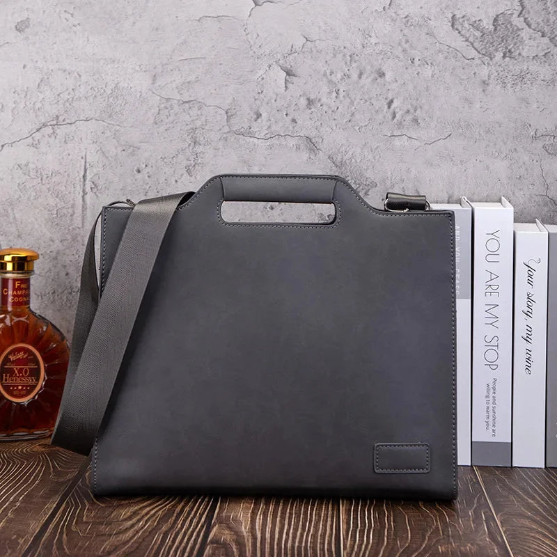 Business PU Leather Briefcases Men Luxury Office Handbag Large Capacity Shoulder Messenger Male Casual File Tote Bag