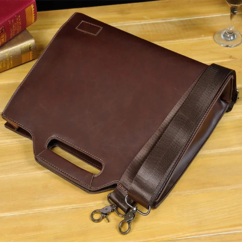 Business PU Leather Briefcases Men Luxury Office Handbag Large Capacity Shoulder Messenger Male Casual File Tote Bag