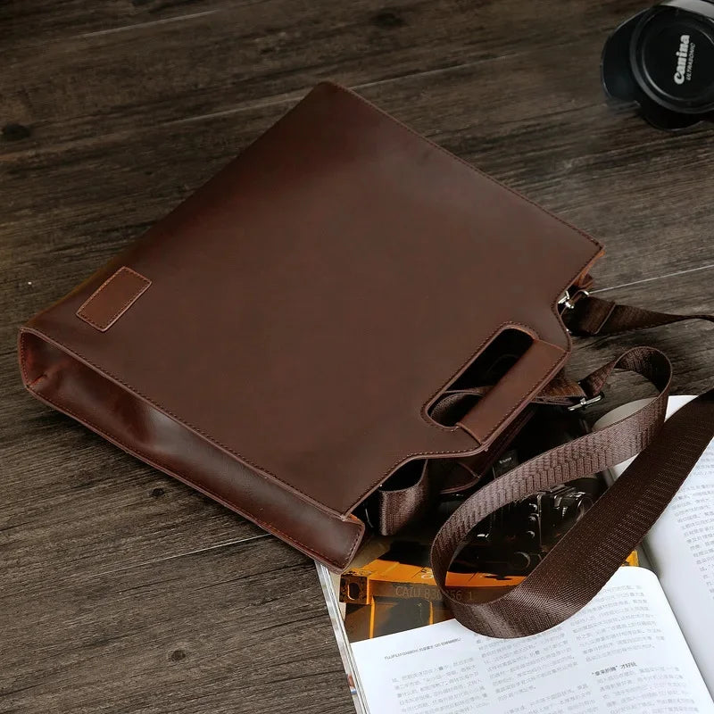 Business PU Leather Briefcases Men Luxury Office Handbag Large Capacity Shoulder Messenger Male Casual File Tote Bag