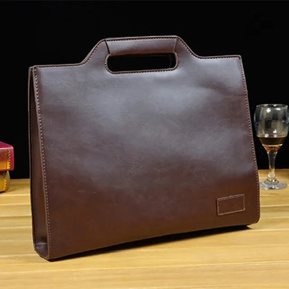 Business PU Leather Briefcases Men Luxury Office Handbag Large Capacity Shoulder Messenger Male Casual File Tote Bag