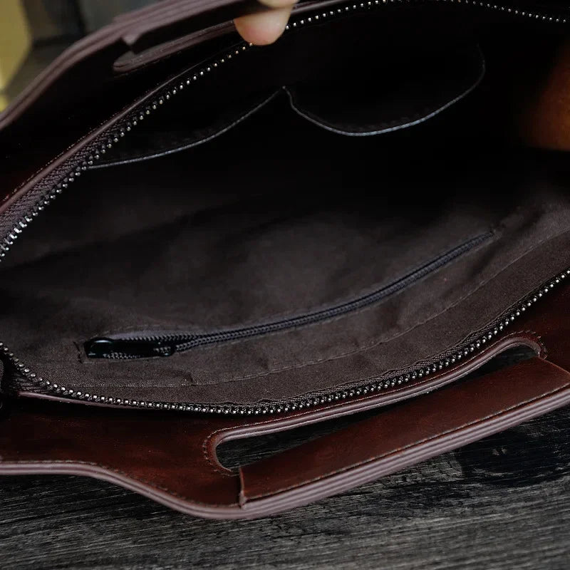 Business PU Leather Briefcases Men Luxury Office Handbag Large Capacity Shoulder Messenger Male Casual File Tote Bag