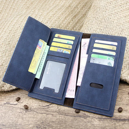 Business PU Leather Long Wallet Large Capacity Men Money Bags Slim Male Multi Function Purse Credit Card Holder Cards
