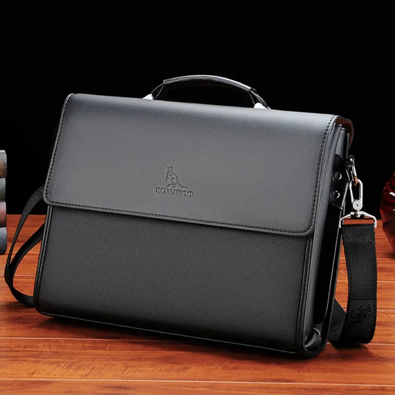 Business PU Leather Men's Briefcase Luxury Flip Man Handbag High Quality Laptop Office Male Shoulder Crossbody Bag