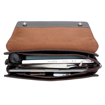 Business PU Leather Men's Briefcase Luxury Flip Man Handbag High Quality Laptop Office Male Shoulder Crossbody Bag