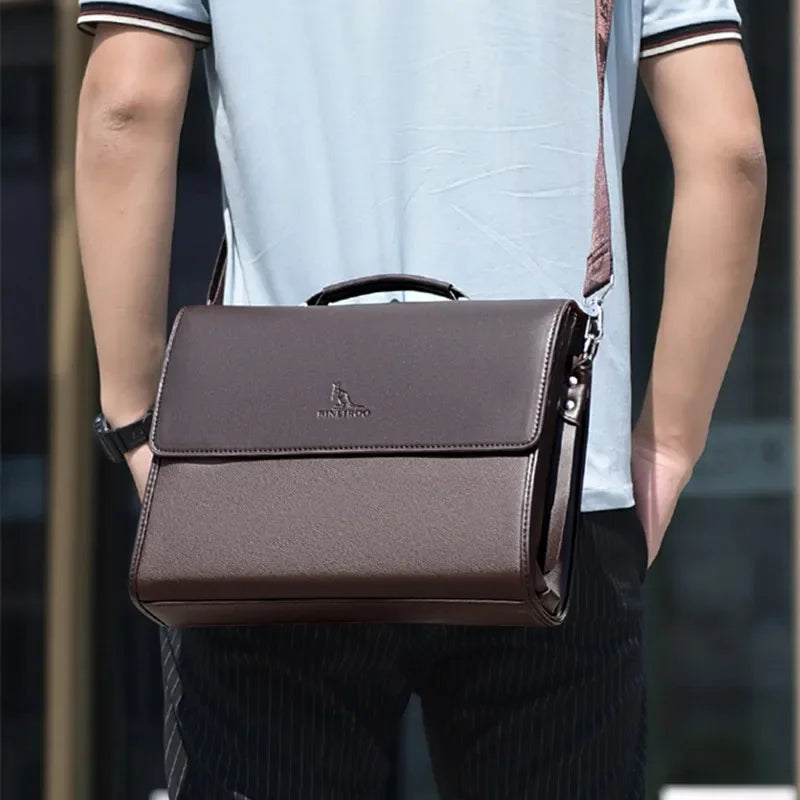 Business PU Leather Men's Briefcase Luxury Flip Man Handbag High Quality Laptop Office Male Shoulder Crossbody Bag