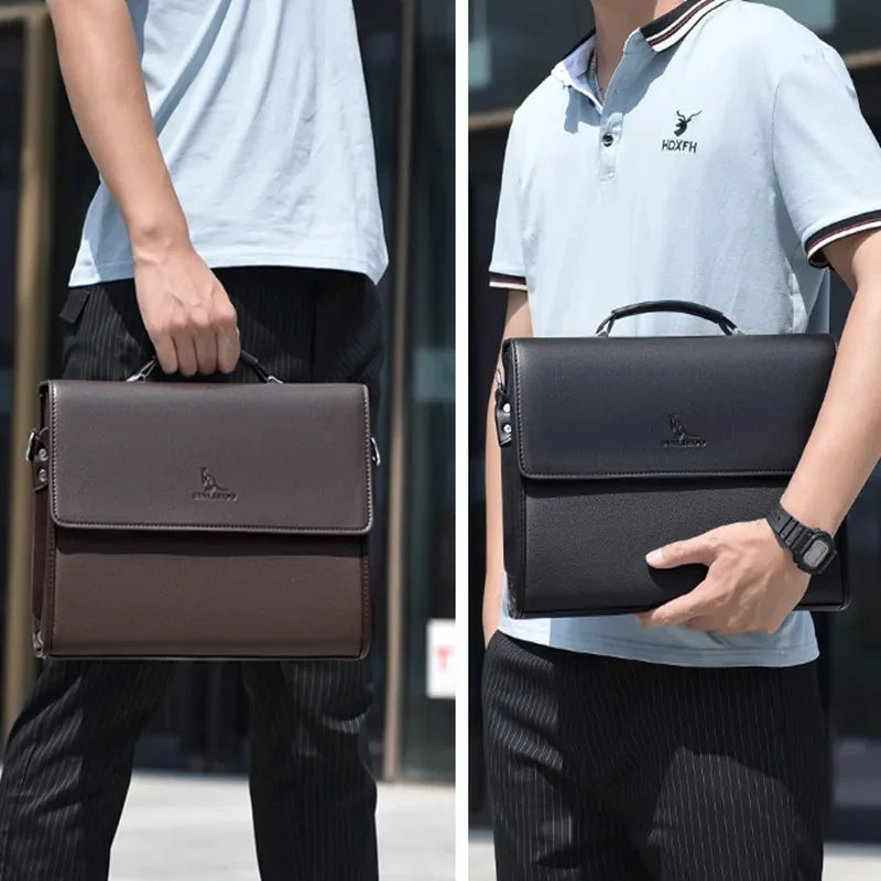 Business PU Leather Men's Briefcase Luxury Flip Man Handbag High Quality Laptop Office Male Shoulder Crossbody Bag