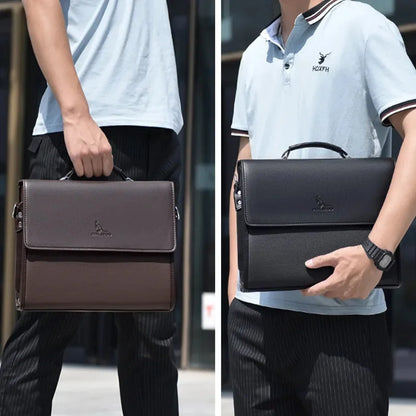 Business PU Leather Men's Briefcase Luxury Flip Man Handbag High Quality Laptop Office Male Shoulder Crossbody Bag