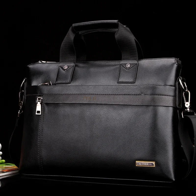 Business PU Leather Men's Briefcase Vintage Handbag Large Capacity Male Shoulder Messenger Fashion 14 "Laptop Bag