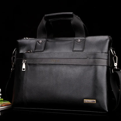 Business PU Leather Men's Briefcase Vintage Handbag Large Capacity Male Shoulder Messenger Fashion 14 "Laptop Bag