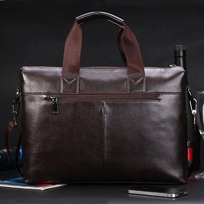 Business PU Leather Men's Briefcase Vintage Handbag Large Capacity Male Shoulder Messenger Fashion 14 "Laptop Bag
