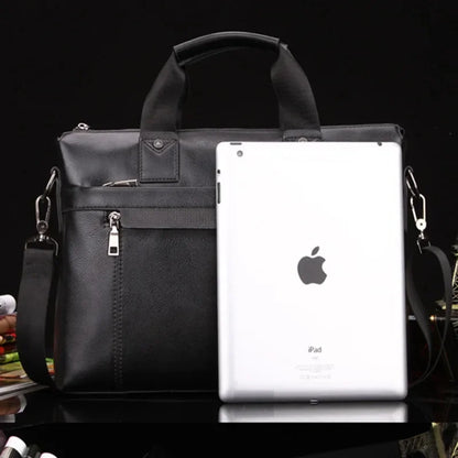 Business PU Leather Men's Briefcase Vintage Handbag Large Capacity Male Shoulder Messenger Fashion 14 "Laptop Bag