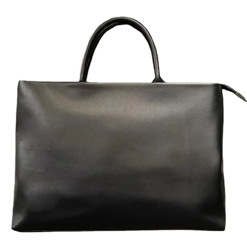 Business PU Leather Men's Briefcases With Zipper Luxury Handbag Casual Black File Fashion Thin Man Laptop Bag