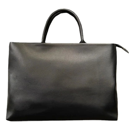 Business PU Leather Men's Briefcases With Zipper Luxury Handbag Casual Black File Fashion Thin Man Laptop Bag