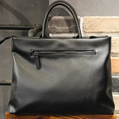 Business PU Leather Men's Briefcases With Zipper Luxury Handbag Casual Black File Fashion Thin Man Laptop Bag