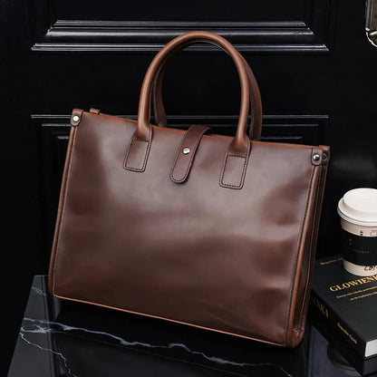 Business PU Leather Men's Handbag Fashion Gray Briefcase For Document Man Laptop Tote Office Male Shoulder Messenger Bag
