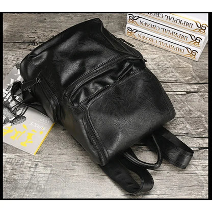 Business PU Leather Men's Korean Style Travel Backpack Casual Man Laptop Large Capacity School Bag For Boys