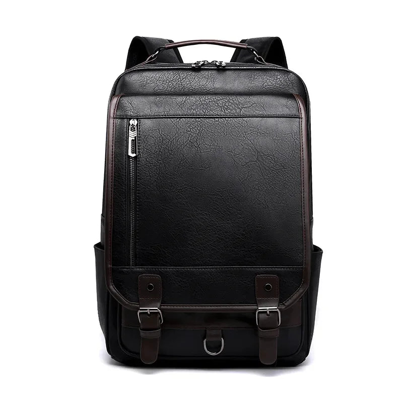 Business PU Leather Men's Large Capacity Laptop Sports Man Travel Backpack Casual College Students School Bag
