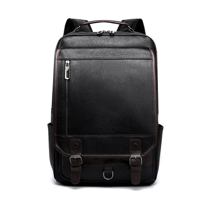 Business PU Leather Men's Large Capacity Laptop Sports Man Travel Backpack Casual College Students School Bag
