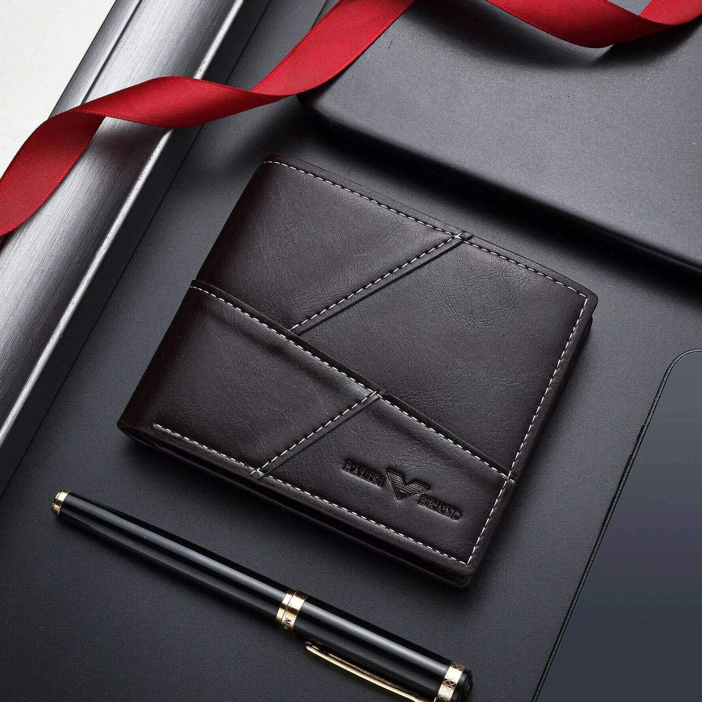 Business PU Leather Men's Short Multi Slots Money Wallet Multifunction Male Coin Purse Fashion Card Holder For Man