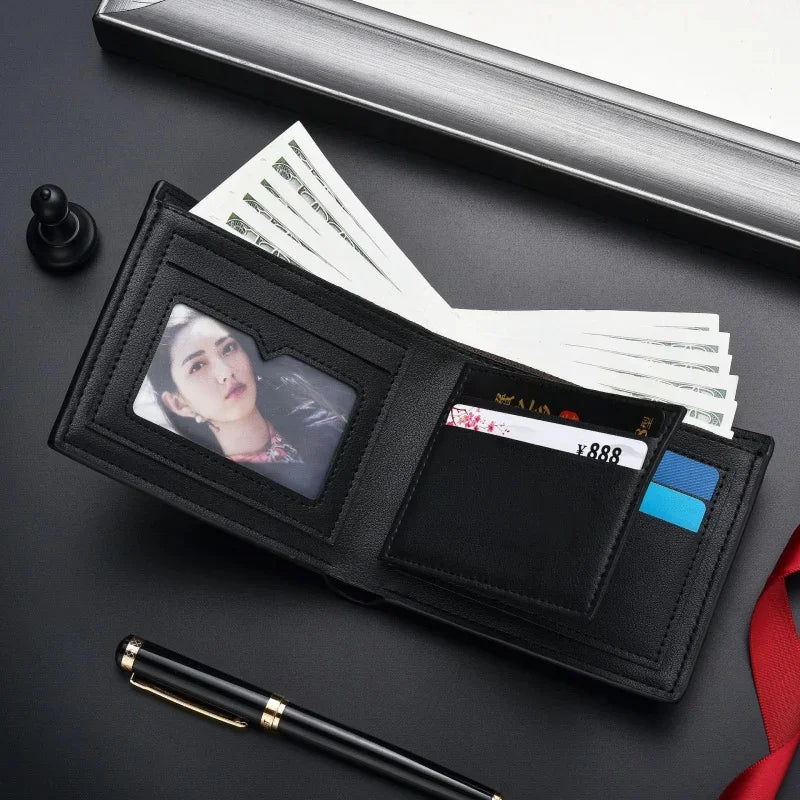 Business PU Leather Men's Short Multi Slots Money Wallet Multifunction Male Coin Purse Fashion Card Holder For Man