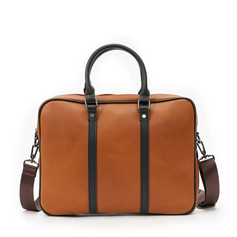 Business Retro Men's Handbag Fashion Leather Briefcase Casual Latop Weekend Shoulder Male Document Bag