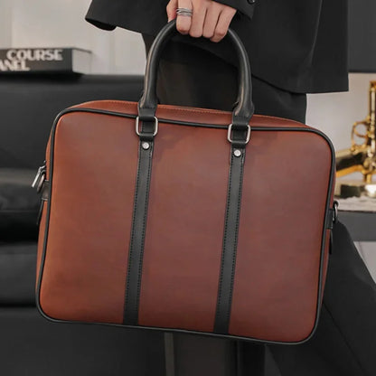Business Retro Men's Handbag Fashion Leather Briefcase Casual Latop Weekend Shoulder Male Document Bag
