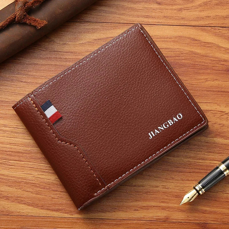 Business Short For Men Foldable Coin Purses PU Leather Male Small Card Holders Fashion Man Money Wallet