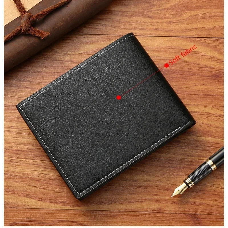 Business Short For Men Foldable Coin Purses PU Leather Male Small Card Holders Fashion Man Money Wallet