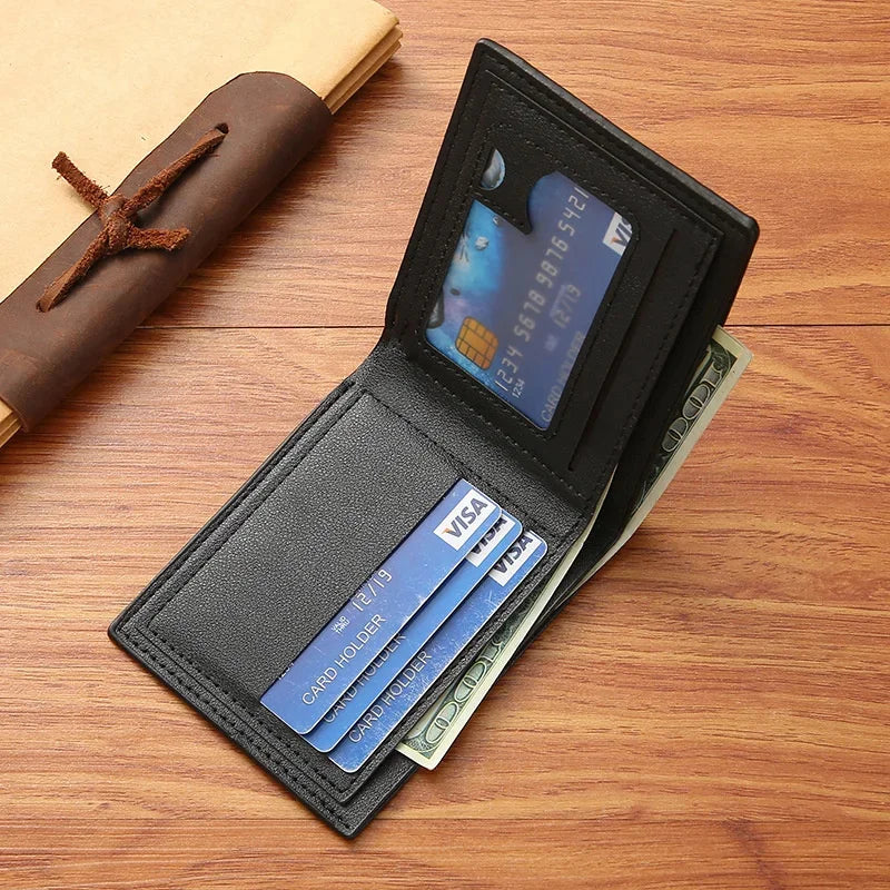 Business Short For Men Foldable Coin Purses PU Leather Male Small Card Holders Fashion Man Money Wallet