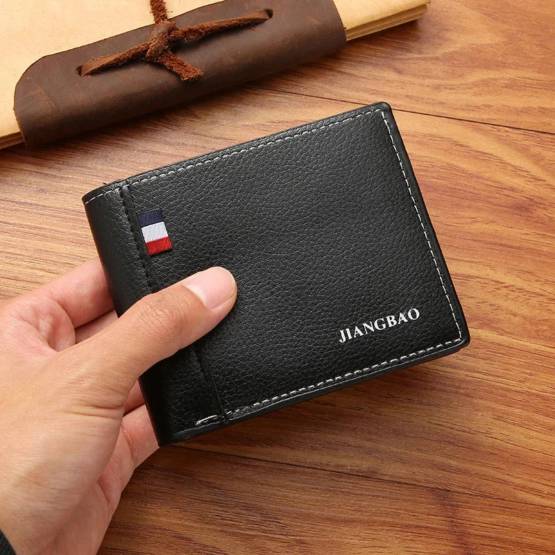 Business Short For Men Foldable Coin Purses PU Leather Male Small Card Holders Fashion Man Money Wallet