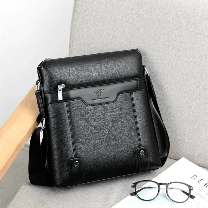 Business Soft Leather Men's Shoulder Luxury Crossbody Casual Office Messenger Bag Male Handbag