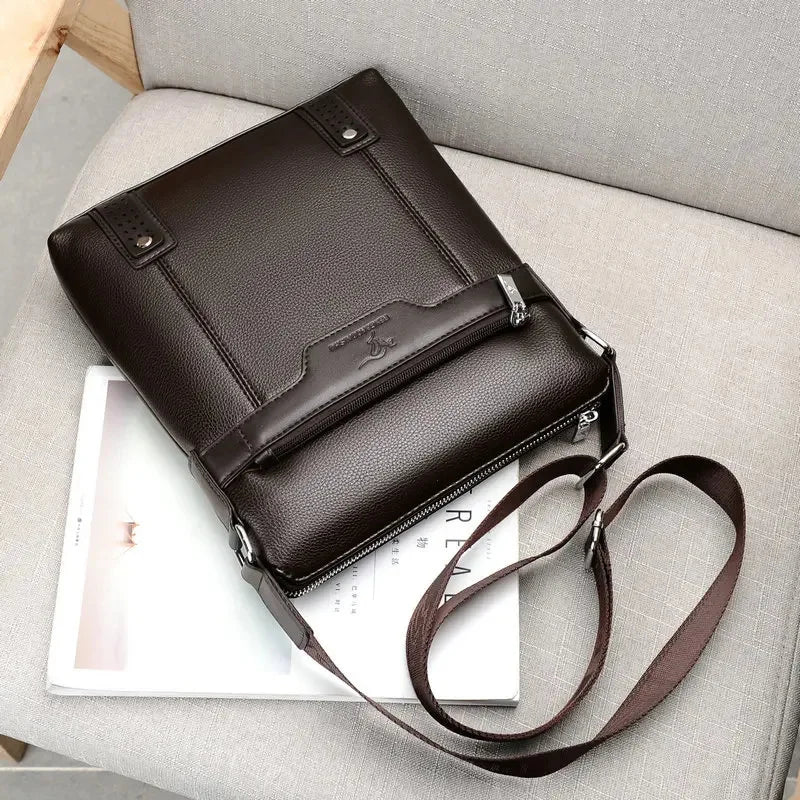 Business Soft Leather Men's Shoulder Luxury Crossbody Casual Office Messenger Bag Male Handbag