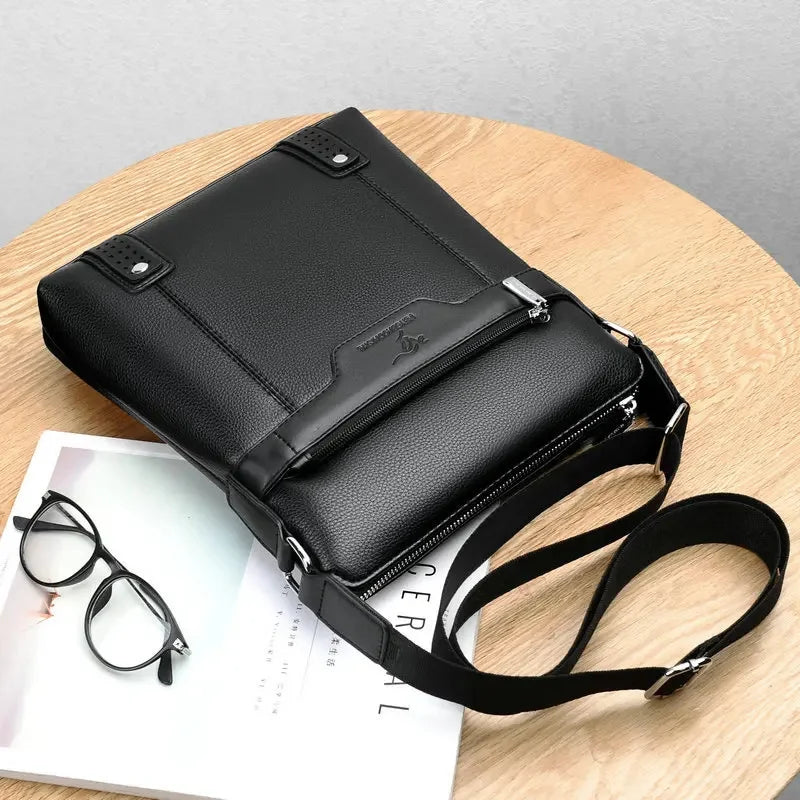 Business Soft Leather Men's Shoulder Luxury Crossbody Casual Office Messenger Bag Male Handbag