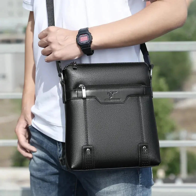 Business Soft Leather Men's Shoulder Luxury Crossbody Casual Office Messenger Bag Male Handbag