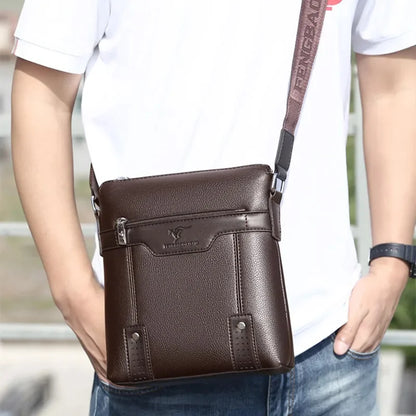Business Soft Leather Men's Shoulder Luxury Crossbody Casual Office Messenger Bag Male Handbag
