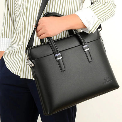 Business Zipper Briefcases For Men Luxury Soft Leather Handbag Vintage Man Shoulder Messenger Office Laptop Tote Bag