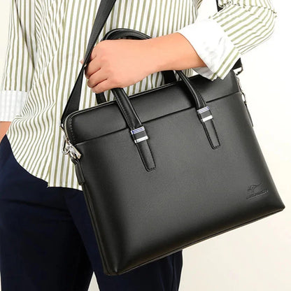 Business Zipper Briefcases For Men Luxury Soft Leather Handbag Vintage Man Shoulder Messenger Office Laptop Tote Bag