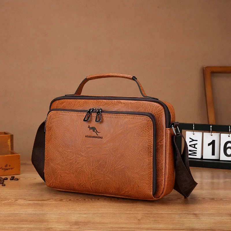 Business casual men's shoulder vintage leather male crossbody large capacity messenger fashion man handbag