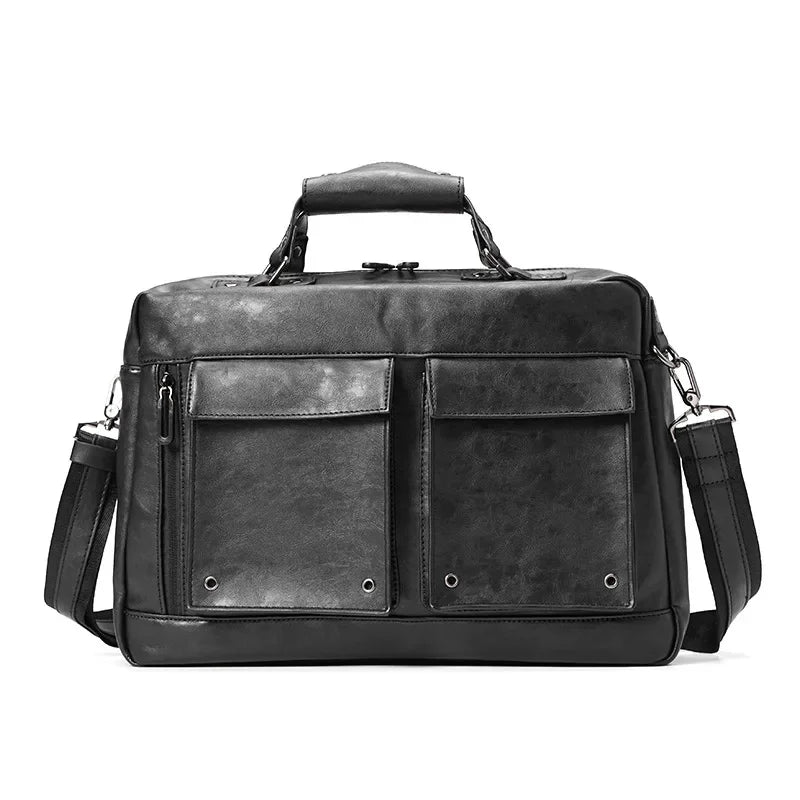 Business leather men's shoulder fashion small briefcase horizontal man hand casual messenger 13 "laptop bag