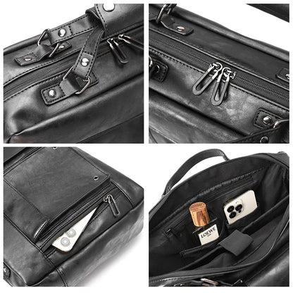 Business leather men's shoulder fashion small briefcase horizontal man hand casual messenger 13 "laptop bag