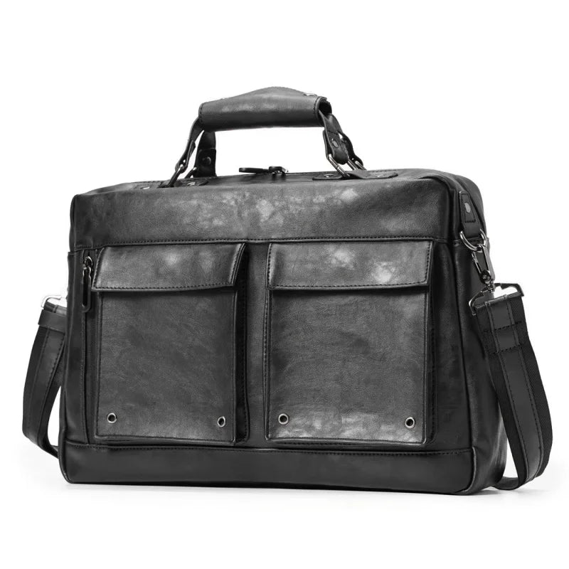 Business leather men's shoulder fashion small briefcase horizontal man hand casual messenger 13 "laptop bag