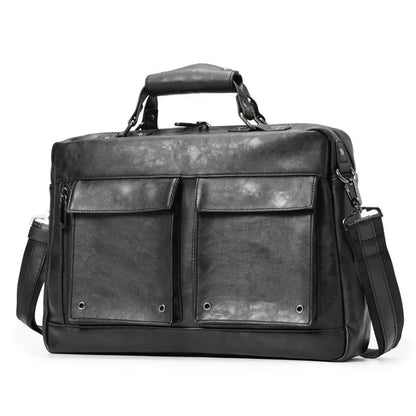 Business leather men's shoulder fashion small briefcase horizontal man hand casual messenger 13 "laptop bag