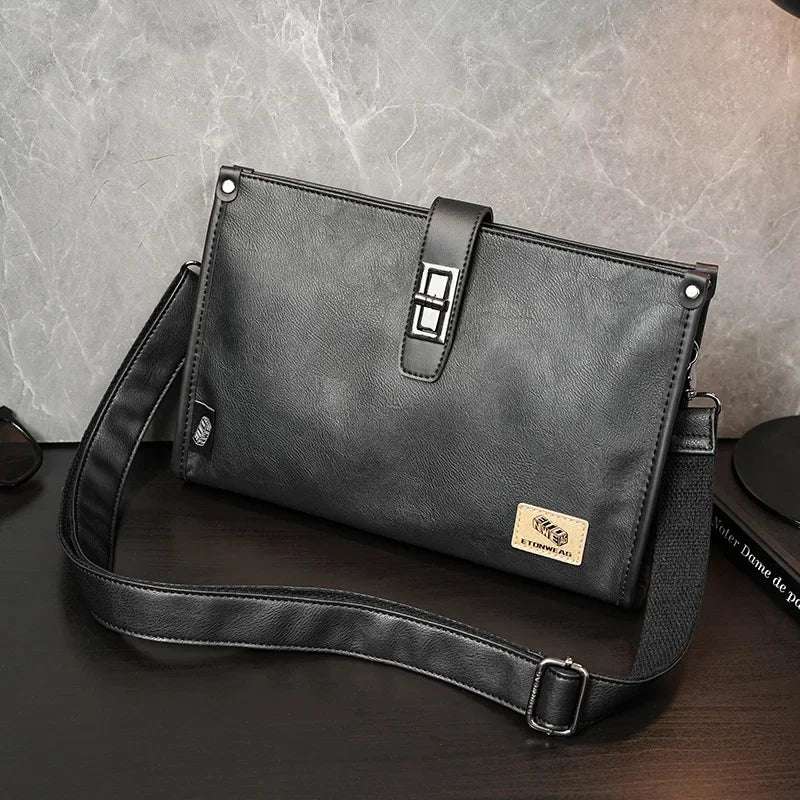 Business leather men's shoulder messenger fashion trend crossbody high quality man handbag