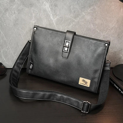 Business leather men's shoulder messenger fashion trend crossbody high quality man handbag