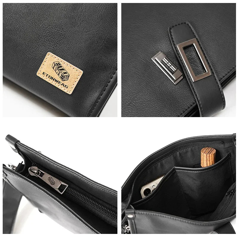 Business leather men's shoulder messenger fashion trend crossbody high quality man handbag
