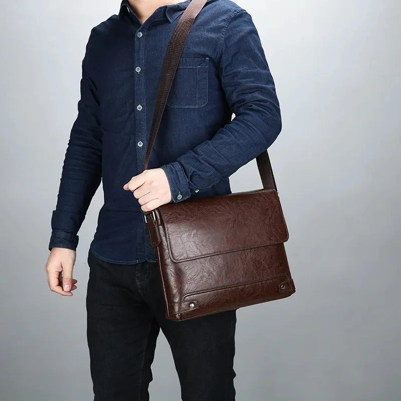 Business leather men's shoulder vintage casual messenger fashion Crossbody Bag Men's handbag